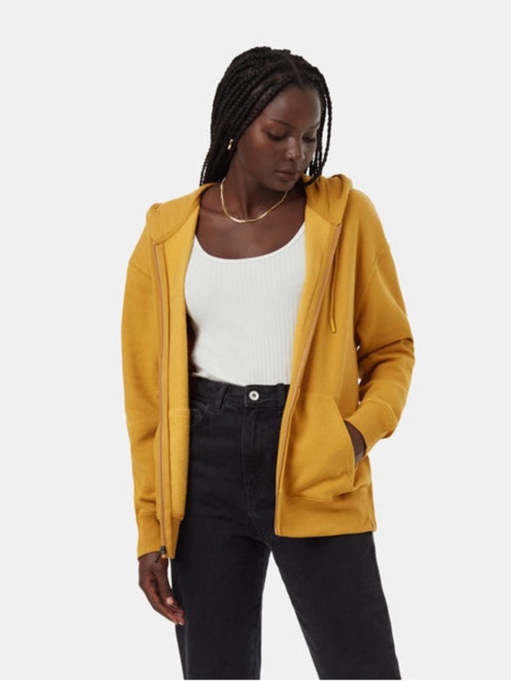 TenTree Organic Cotton Full-Zip Hoodie Size S Sustainable Golden Yellow